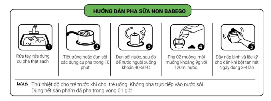 Cách pha sữa non thảo dược chùm ngây Babego
