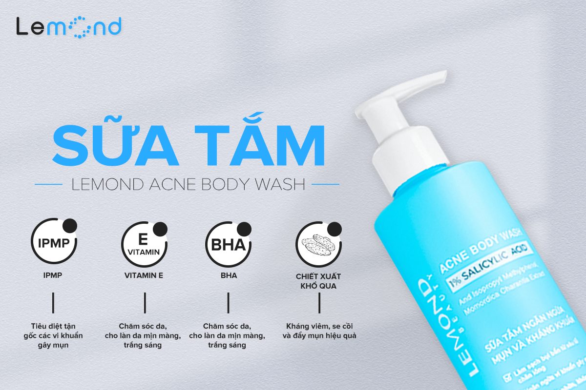 Sữa tắm trị mụn lưng Lemond Acne Body Wash